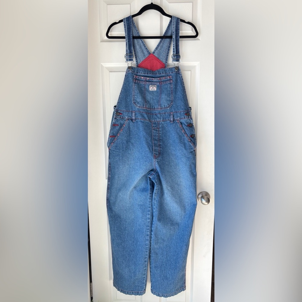 London London Coveralls - Women’s Blue Coveralls, with Red Rhinestones. Size Lg
